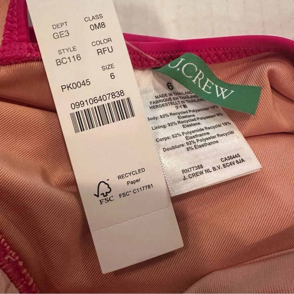 J. CREW Ruched V-Neck One Piece Swimsuit Women's 8 Radiant Fuchsia BC116‎ Beach